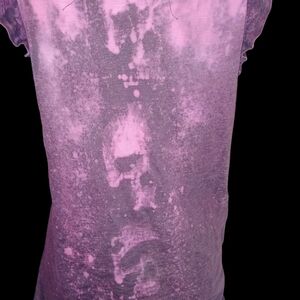 Upcycled Bleached Skulls Pink Dye Dress